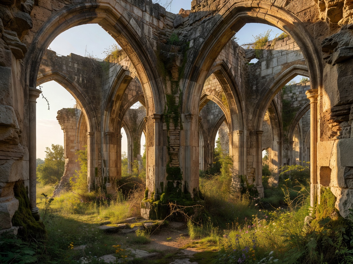 Gothic arched stone walls of the 13th-century Dominican convent ruins on Margaret Island